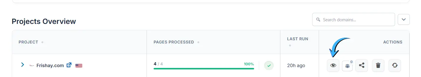 View Your Project in Projects Overview