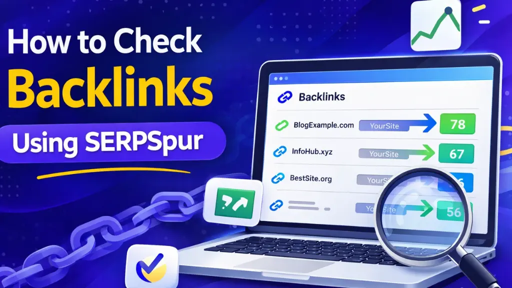 How to Check Backlinks Using Serpspur? mujhe is title k according featured image bna kr do